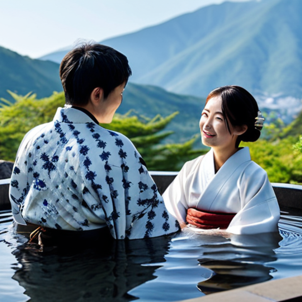 **

"A couple relaxing in a rotenburo (outdoor hot spring bath) overlooking a serene mountain landscape, fully clothed in yukata robes, appropriate attire, safe for work, perfect anatomy, natural proportions, professional photography, high quality, family-friendly. Steam rises gently from the water."

**