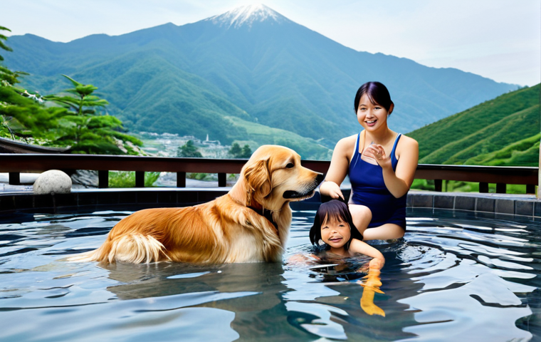 핫스프링 가족 여행 - "A senior couple enjoying a quiet moment in a 탄산온천 (carbonic acid hot spring). They are fully clothe...